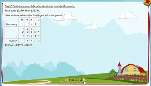 Problem solving involving subtraction - solution 2