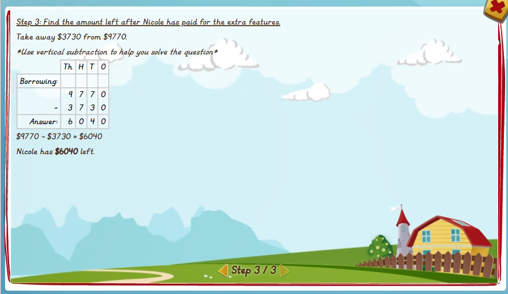 Problem solving involving subtraction - solution 3