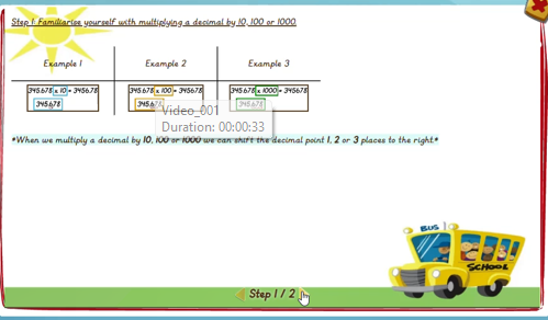 Multiplying decimal numbers by 10, 100 and 1000 - solution 1
